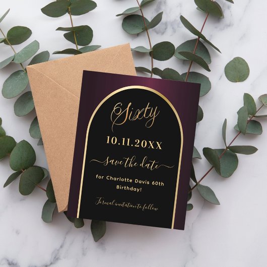 60e verjaardag zwart Bourgondië Budget Opslaan van Flyer