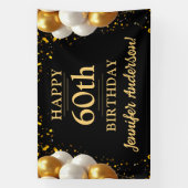 60e verjaardag zwart en goud spandoek (Verticaal)
