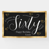 60e verjaardag zwart en goud spandoek (Horizontaal)