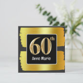 60e verjaardag zwart en goud thema kaart (Staand voorkant)