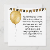 60e verjaardag zwart en goud thema kaart (Achterkant)