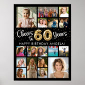 60e verjaardag zwart goud 16 foto's juichen voor j poster (Voorkant)