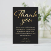 60e verjaardag: zwart & goud bedankkaart (Staand voorkant)