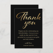 60e verjaardag: zwart & goud bedankkaart (Voorkant / Achterkant)