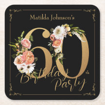 60e verjaardag Zwart Goud Bloemen Glamoureus 