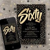 60e verjaardag Zwart Goud Confetti Kaart