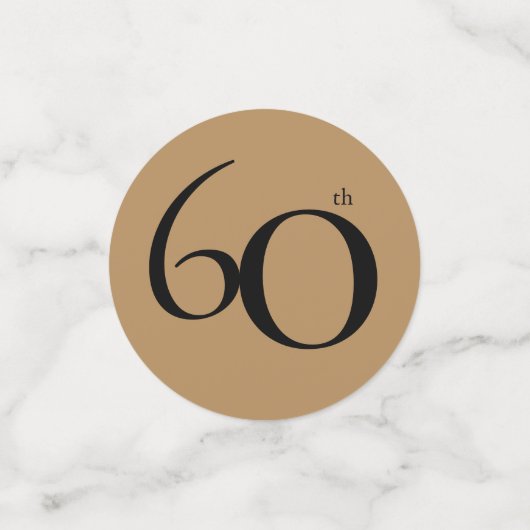 60e verjaardag zwart goud elegante kalligrafie confetti (Kleine voorkant)