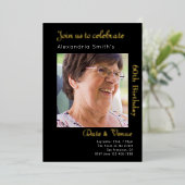 60e verjaardag zwart goud folie uitnodiging (Staand Voorkant)