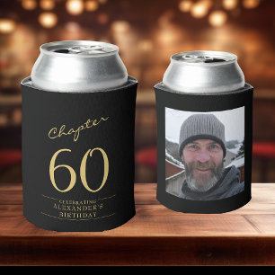 60e verjaardag zwart goud foto blikjeskoeler