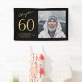 60e verjaardag zwart goud foto spandoek (Insitu)