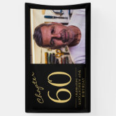 60e verjaardag zwart goud foto spandoek (Verticaal)