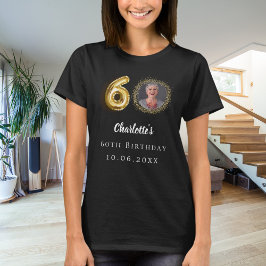 60e verjaardag zwart goud foto t-shirt