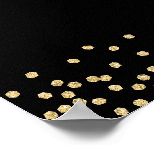 60e verjaardag zwart goud fotofeest poster (Hoek)