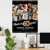 60e verjaardag zwart goud fotofeest poster (Thuiskantoor)