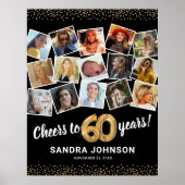 60e verjaardag zwart goud fotofeest poster (Voorkant)