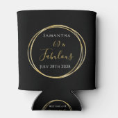 60e verjaardag zwart goud gepersonaliseerde partij blikjeskoeler (Achterkant)