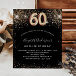 60e verjaardag zwart goud glitter budget uitnodigi flyer<br><div class="desc">Let op: deze uitnodiging is op flyer paper en erg dun. Enveloppen zijn niet inbegrepen. Ga naar onze winkel voor nog meer dikkere uitnodigingen (hetzelfde ontwerp). Een moderne, stijlvolle en glamoureuze uitnodiging voor een 60ste verjaardagsfeestje. Een zwarte achtergrond versierd met faux glitter. De naam wordt geschreven met een modern gouden...</div>