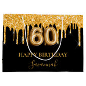 60e verjaardag zwart goud glitter druipt naam groot cadeauzakje (Achterkant)