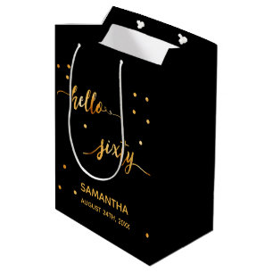 60e verjaardag zwart goud hallo 60 medium cadeauzakje