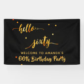 60e verjaardag zwart goud hallo 60 naamscript spandoek (Horizontaal)