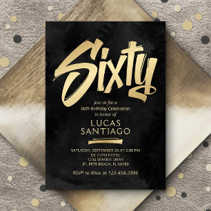 60e verjaardag zwart goud kaart