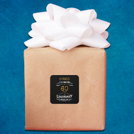 60e verjaardag zwart goud legendarische retro vierkante sticker