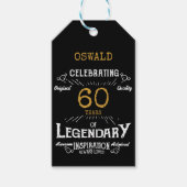 60e Verjaardag Zwart Goud Legendary  Cadeaulabel (Voorkant)