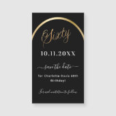 60e verjaardag zwart goud Save the Date magneet (Voorkant)
