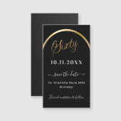 60e verjaardag zwart goud Save the Date magneet (Voorkant / Achterkant)