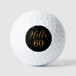 60e verjaardag Zwart Goud Verjaardag Golfballen