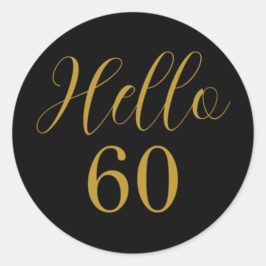 60e verjaardag Zwart Goud Verjaardag Ronde Sticker (Voorkant)