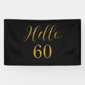 60e verjaardag Zwart Goud Verjaardagsfeest Spandoek (Horizontaal)