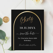 60e verjaardag Zwart gouden boog Save the Date Car