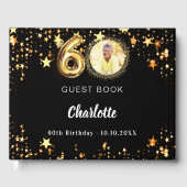 60e Verjaardag zwart gouden sterren foto Gastenboek (Voorkant)