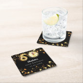 60e verjaardag zwart gouden sterren foto kartonnen onderzetters (Insitu)