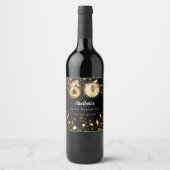 60e verjaardag zwart gouden sterren foto wijn etiket (Voorkant)