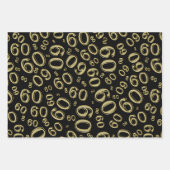 60e verjaardag zwart/goudkleurig patroon 60 inpakpapier vel (Voorkant)