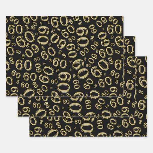 60e verjaardag zwart/goudkleurig patroon 60 inpakpapier vel (Set)