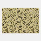 60e verjaardag zwart & goudnummerpatroon 60 inpakpapier vel (Voorkant 2)