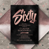 60e verjaardag Zwart Roos Goud Kaart