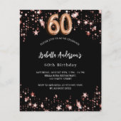 60e verjaardag zwart roos gouden budgetuitnodiging flyer (Voorkant)
