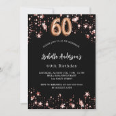 60e verjaardag zwart roos gouden sterren kaart (Voorkant)