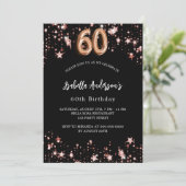 60e verjaardag zwart roos gouden sterren kaart (Staand voorkant)