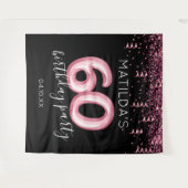 60e verjaardag zwart roze foto achtergrond wandkleed (Voorkant (horizontaal))