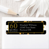 60e verjaardag | Zwart wit en goudglitter Etiket (Insitu)