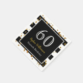 60e verjaardag | Zwart wit en goudglitter Servet (Hoek)