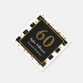 60e verjaardag | Zwart wit en goudglitter Servet (Hoek)