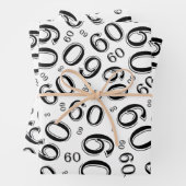 60e verjaardag zwart/wit Random Number Pattern 60 Inpakpapier Vel (In situ)