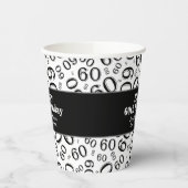 60e verjaardag zwart/wit Random Number Pattern 60 Papieren Bekers (Links)