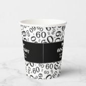 60e verjaardag zwart/wit Random Number Pattern 60 Papieren Bekers (Rechts)